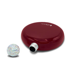Maroon Gloss 5oz Rhinestone Liquor Flask