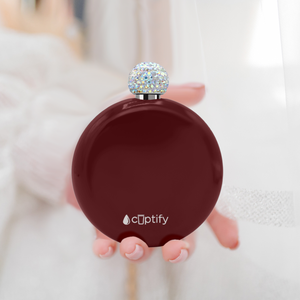 Maroon Gloss 5oz Rhinestone Liquor Flask