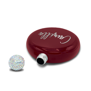 Personalized Maroon Gloss 5oz Rhinestone Liquor Flask