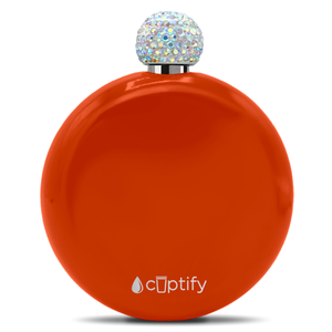 Orange Gloss 5oz Rhinestone Liquor Flask