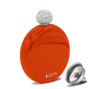Orange Gloss 5oz Rhinestone Liquor Flask