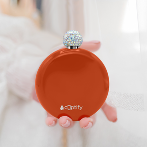 Orange Gloss 5oz Rhinestone Liquor Flask