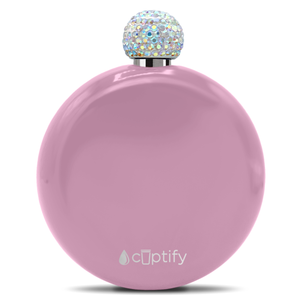 Pastel Pink Gloss 5oz Rhinestone Liquor Flask