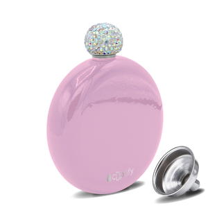 Pastel Pink Gloss 5oz Rhinestone Liquor Flask