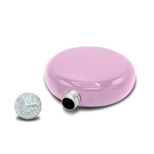 Pastel Pink Gloss 5oz Rhinestone Liquor Flask