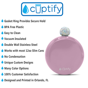 Pastel Pink Gloss 5oz Rhinestone Liquor Flask