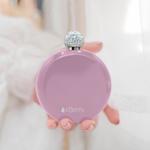 Pastel Pink Gloss 5oz Rhinestone Liquor Flask