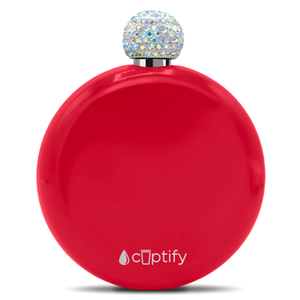 Red Gloss 5oz Rhinestone Liquor Flask