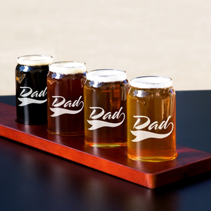 Dad Etched on 5 oz Beer Glass Can - Set of Four