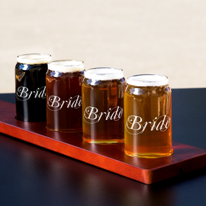 Bride Elegant Etched on 5 oz Beer Glass Can - Set of Four