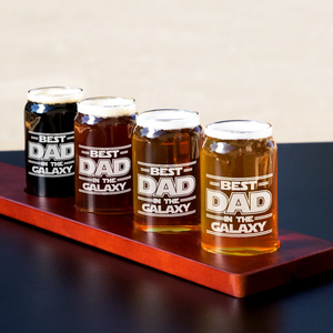 Best Dad In The Galaxy Etched on 5 oz Beer Glass Can - Set of Four