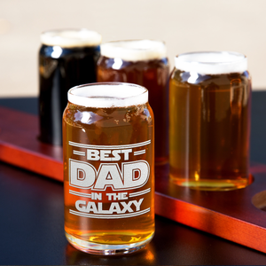 Best Dad In The Galaxy Etched on 5 oz Beer Glass Can - Set of Four