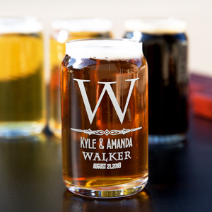 Personalized Classic Monogram Initial Date 5 oz Glass Can