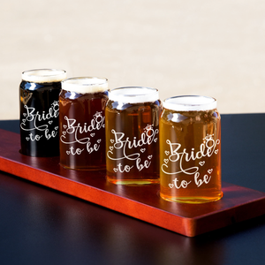 Bride To Be Etched on 5 oz Beer Glass Can - Set of Four