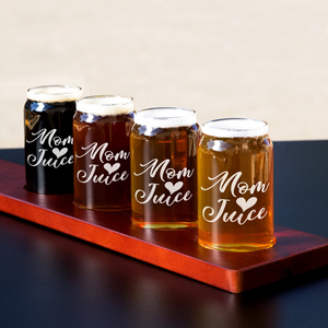 Mom Juice Etched on 5 oz Beer Glass Can - Set of Four