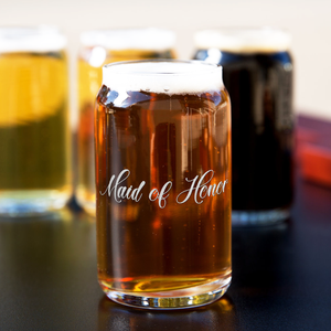 Maid Of Honor Etched on 5 oz Beer Glass Can - Set of Four