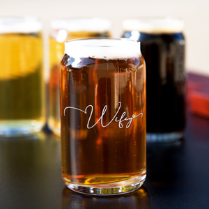 Wifey Etched on 5 oz Beer Glass Can - Set of Four