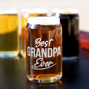 Best Grandpa Ever Etched on 5 oz Beer Glass Can - Set of Four