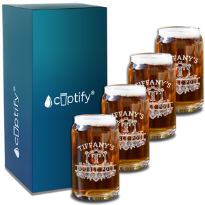 Personalized Double Pour Name and Initial 5 oz Glass Can