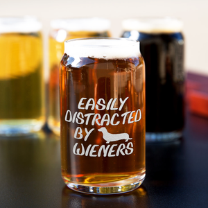 Easily Distracted by Wieners 5 oz Beer Glass Can - Set of Four