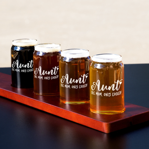 Aunt Like Mom Etched on 5 oz Beer Glass Can - Set of Four