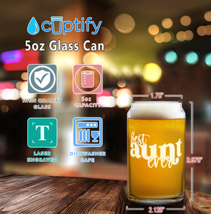 Best Aunt Ever Etched on 5 oz Beer Glass Can - Set of Four