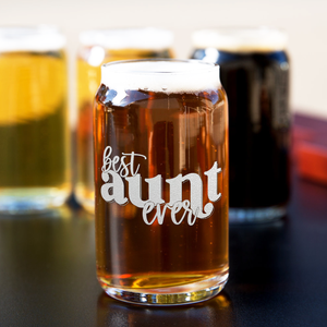 Best Aunt Ever Etched on 5 oz Beer Glass Can - Set of Four