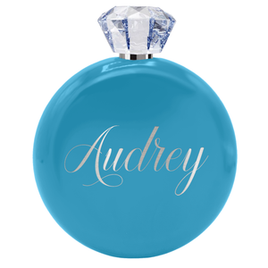 Personalized Baby Blue Gloss 5oz Jewel Liquor Flask