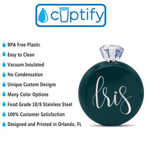 Personalized Blue Sea Gloss 5oz Jewel Liquor Flask