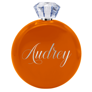 Personalized Bright Orange Gloss 5oz Jewel Liquor Flask