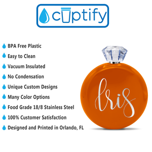 Personalized Bright Orange Gloss 5oz Jewel Liquor Flask