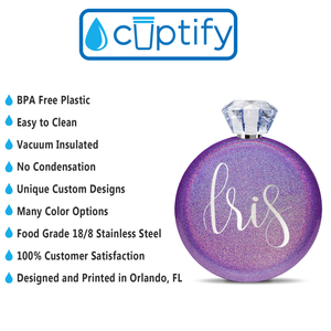 Personalized Purple Glitter 5oz Jewel Liquor Flask