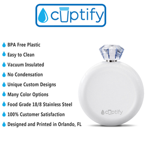 White Glitter 5oz Jewel Liquor Flask