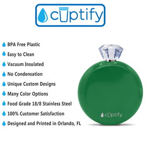 Kelly Green Gloss 5oz Jewel Liquor Flask