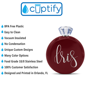 Personalized Maroon Gloss 5oz Jewel Liquor Flask