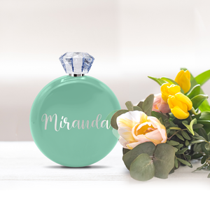 Personalized Mint Green Gloss 5oz Jewel Liquor Flask
