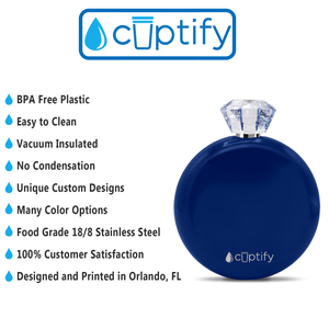 Navy Blue Gloss 5oz Jewel Liquor Flask