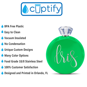 Personalized Neon Green Gloss 5oz Jewel Liquor Flask