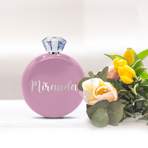 Personalized Pastel Pink Gloss 5oz Jewel Liquor Flask