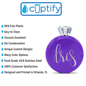 Personalized Purple Gloss 5oz Jewel Liquor Flask