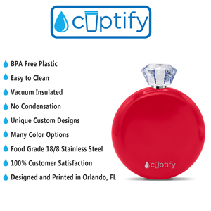 Red Gloss 5oz Jewel Liquor Flask