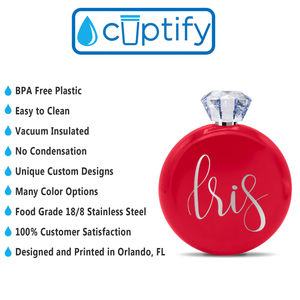 Personalized Red Gloss 5oz Jewel Liquor Flask