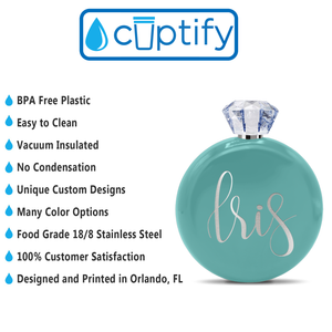 Personalized Seafoam Gloss 5oz Jewel Liquor Flask