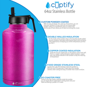 Pink Glitter 64oz Wide Mouth Water Bottle