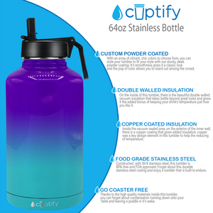 Island Waters Ombre 64oz Wide Mouth Water Bottle