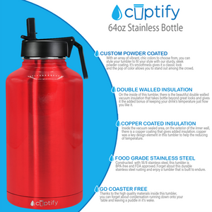 Red Translucent 64oz Wide Mouth Water Bottle