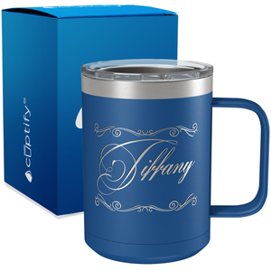 Personalized Scroll Script Engraved on 15oz Coffee Mug