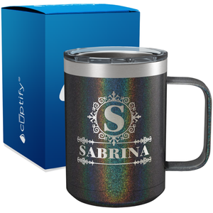 Personalized Ultramodern Initial and Name Engraved on 15oz Coffee Mug