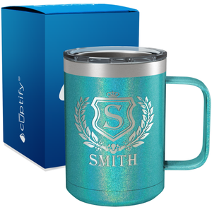 Personalized Monogram Initial Badge Engraved on 15oz Coffee Mug
