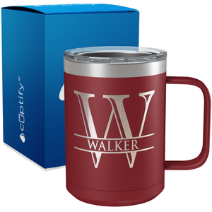 Personalized Split Script Engraved on 15oz Coffee Mug